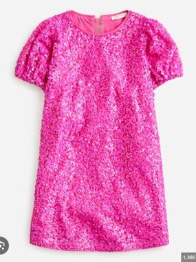 Girls Crewcuts J. Crew Sparkly Pink Sequin Shift Dress Zip Back Lined size 12